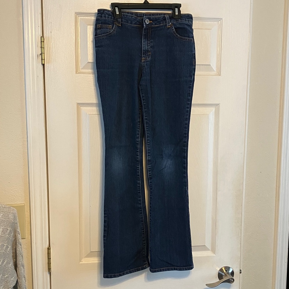 Faded Glory Girl’s Size 14 midrise bootcut stretch blue jeans adjustable waist